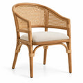Silla con respaldo con detalles de entramado, beige y marrón